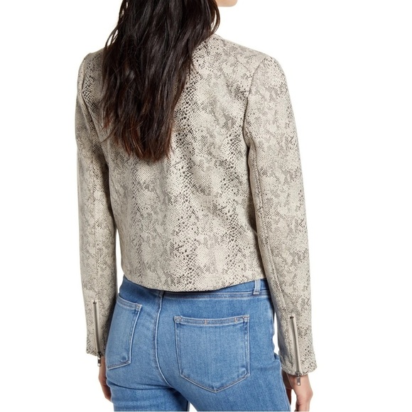 Cupcakes and Cashmere Snake Print Faux Suede Moto Jacket - Picture 2 of 11